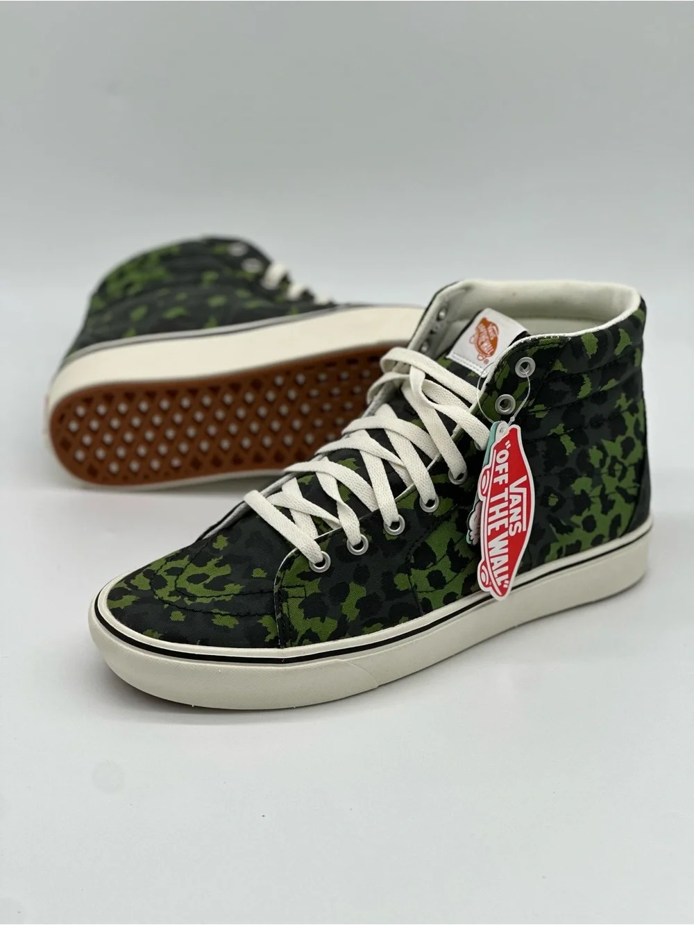 Vans High-Top Sneakers in Green Leopard Camo